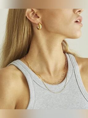 14k Gold Plated 2pc Chain Necklace Set
